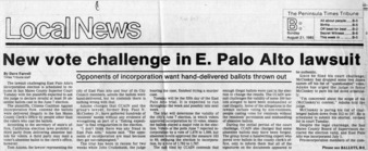 New Vote Challenge in E. Palo Alto Lawsuit - Peninsula Times Tribune