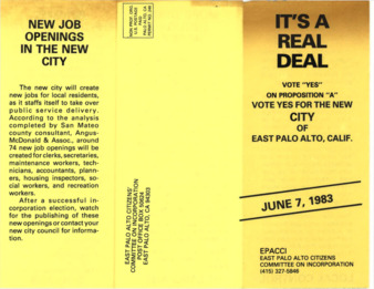 "It's a Real Deal" Pamphlet to Vote Yes on Proposition A