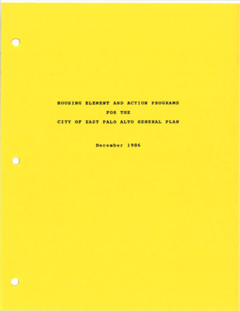 City of East Palo Alto 1986 General Plan - Housing Element