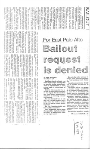 For East Palo Alto, Bailout Request is Denied - Times Tribune