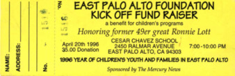 Ticket to the East Palo Alto Foundation Kick Off Fundraiser Honoring Ronnie Lott