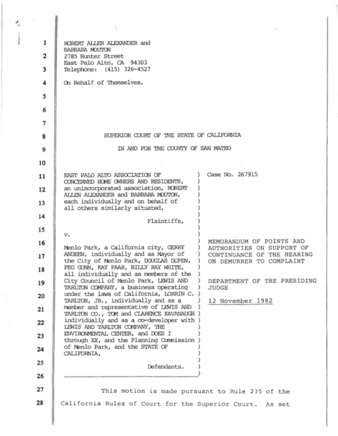 East Palo Alto Association of Concerned Home Owners and Residents vs. Menlo Park