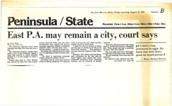 East P.A. May Remain a City, Court Says - San Jose Mercury News