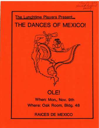 Flyer for The Dance of Mexico Performance at Hewlett Packard