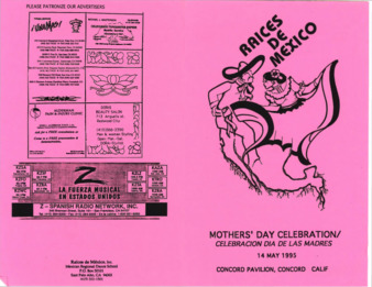 Program for Raices de Mexico's Mothers Day Celebration Performance