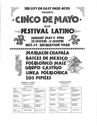 Flyer for the City of East Palo Alto 1986 Cinco de Mayo Festival