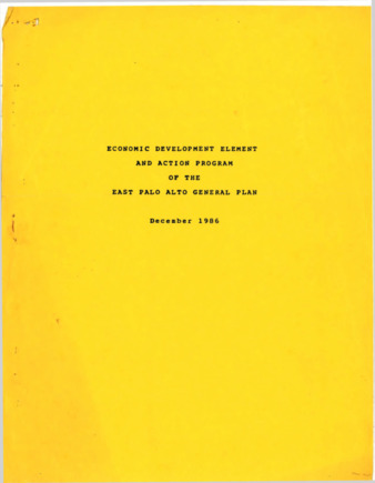 City of East Palo Alto 1986 General Plan - Economic Development Element