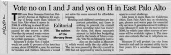 Vote No on I and J and Yes on H in East Palo Alto - San Jose Mercury News