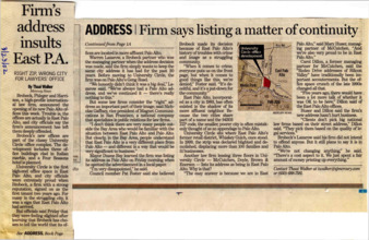 Firm's address insults East P.A. - San Jose Mercury News