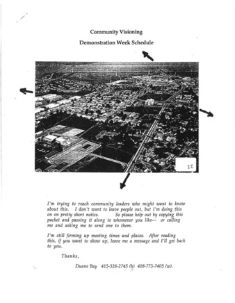 Community Visioning Demonstration Week Schedule