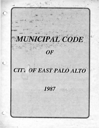 Municipal Code of the City of East Palo Alto - 1987