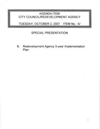 EPA Redevelopment Agency 5-Year Implementation Plan