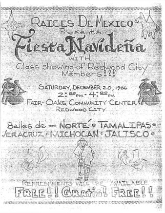 Flyer for Fiesta Navideña presented by Raices de Mexico
