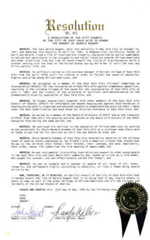 Resolution No. 861 to Honor the Memory of Gerald Nugent