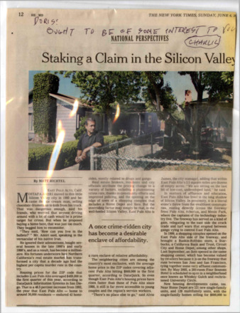 Staking a Claim in the Silicon Valley - The New York Times