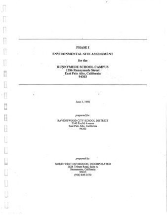 Phase 1 Environmental Site Assessment for the Runnymede School Campus
