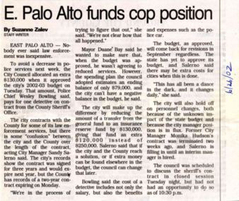 E. Palo Alto funds cop position - San Mateo County Times