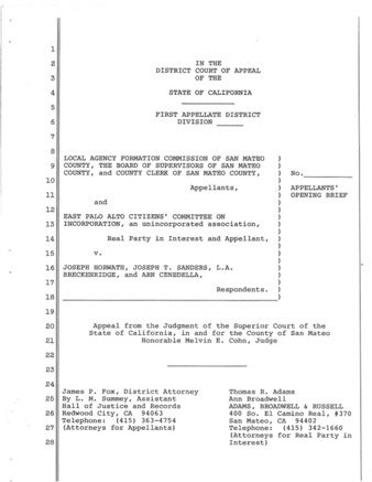 Appellants' Opening Brief in LAFCo and EPACCI vs. Joseph Horwath et al.