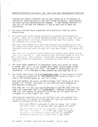 Election Statistics from April 13, 1982 East Palo Alto Incorporation Election