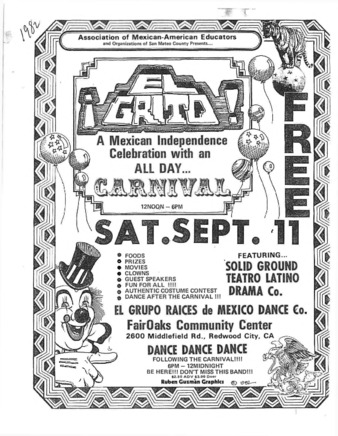 Flyer for El Grito Carnival featuring Raices de Mexico