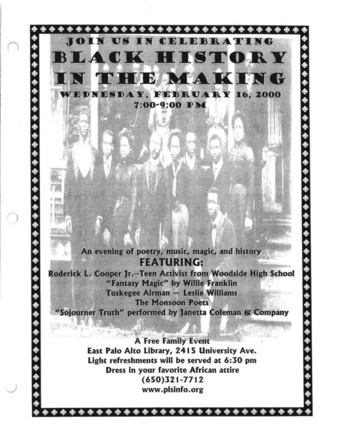Flyer for Black History in the Making: An Evening of Poetry, Music, Magic, and History