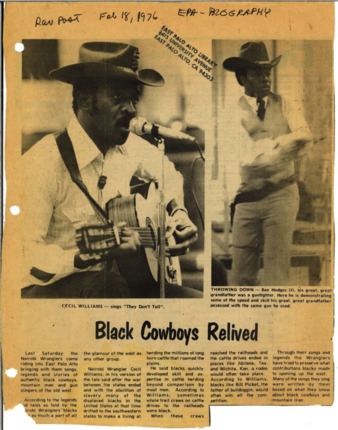 Black Cowboys Relived - Ravenswood Post