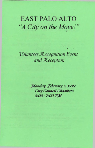 Program for the 1997 EPA City Council Volunteer Recognition Event & Reception