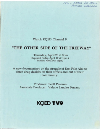 Flyer for KQED Documentary "The Other Side of the Freeway"