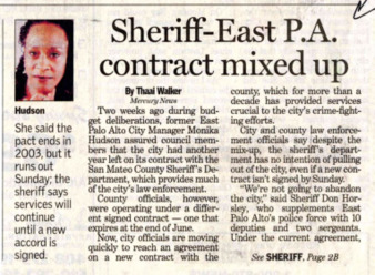Sheriff-East P.A. contract mixed up - San Jose Mercury News