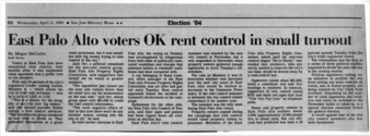 East Palo Alto Voters OK Rent Control in Small Turnout - San Jose Mercury News