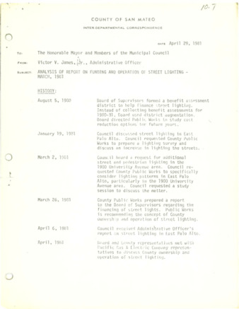 Analysis of Report on Funding and Operation of Street Lighting