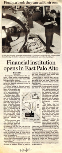 Financial institution opens in East Palo Alto - San Jose Mercury News