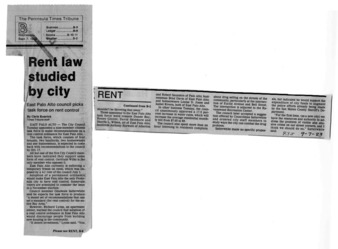 Rent Law Studied By City - Peninsula Times Tribune
