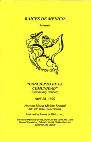 Program for Raices de Mexico's Concierto de la Comunidad 1999