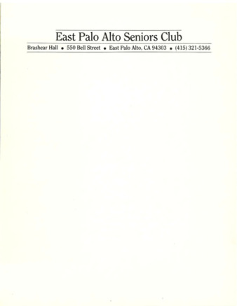 East Palo Alto Seniors Club Letterhead