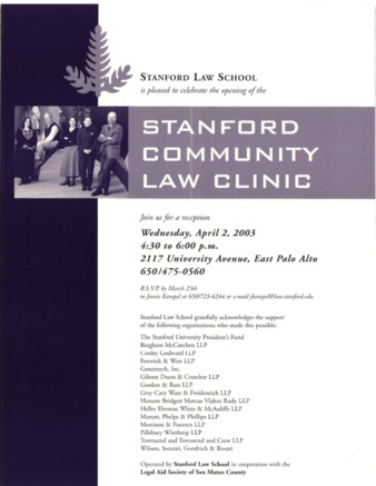 Celebration of the Opening of the Stanford Community Law Clinic