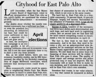 Cityhood for East Palo Alto - San Jose Mercury News
