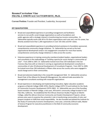 Academic Resume "CV" for Dr. Omowale Satterwhite