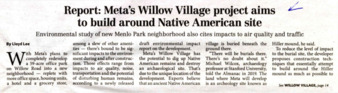 Report: Meta's Willow Village Project Aims to Build Around Native American Site - The Almanac