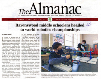 Ravenswood Middle Schoolers Headed to World Robotics Championships - The Almanac