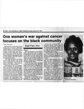 One Woman's War Against Cancer Focuses on the Black Community - Peninsula Times Tribune