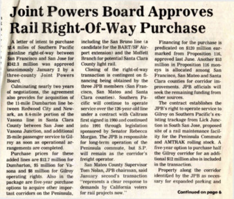 Joint Powers Board Approves Rail Right-Of-Way Purchase - East Palo Alto Post