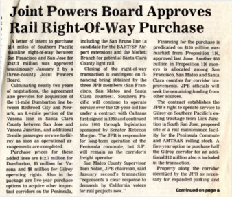 Joint Powers Board Approves Rail Right-Of-Way Purchase - East Palo Alto Post
