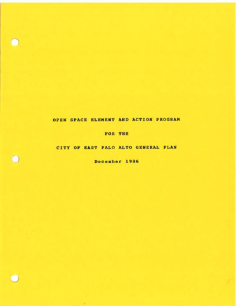 City of East Palo Alto 1986 General Plan - Open Space Element