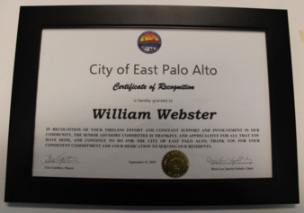 Certificates of Appreciation to William Webster from the City of EPA