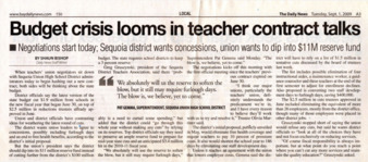 Budget Crisis Looms in Teacher Contract Talks - The Daily News