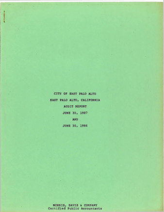 City of East Palo Alto Audit Report, 1986-1987
