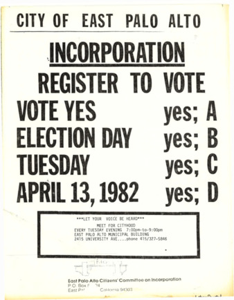 Flyer for the April 1982 Incorporation Election