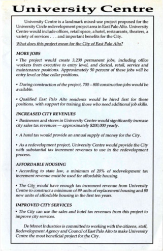 University Centre Informational Pamphlet