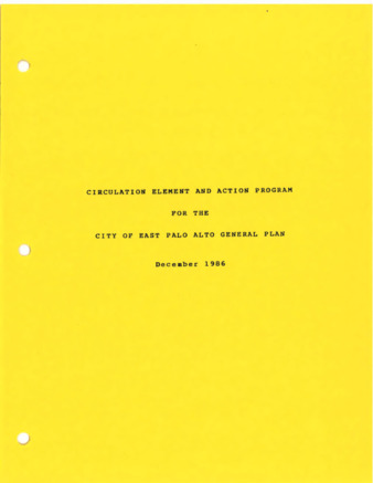 City of East Palo Alto 1986 General Plan - Circulation Element